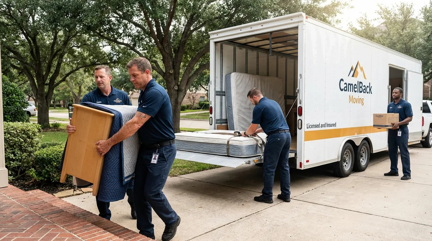 Crew loading residential truck for cross-state move from Marbury, AL