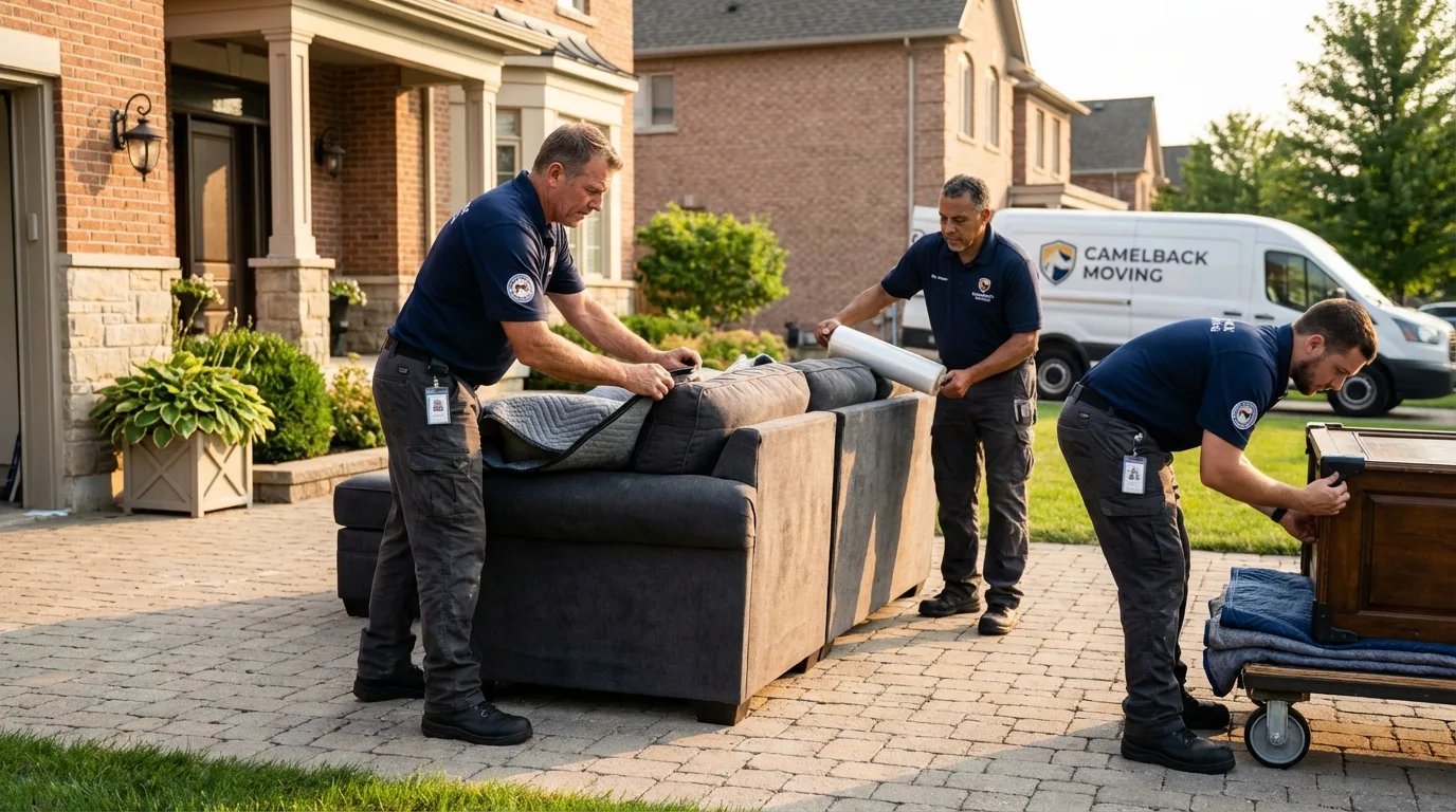 Large estate moving crew wrapping furniture in Marbury, AL