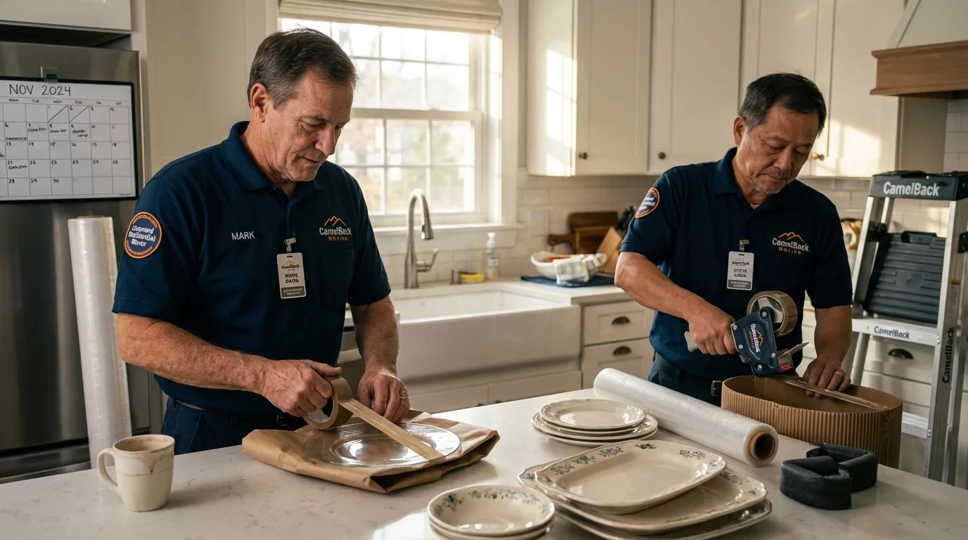 Professional crew packing kitchen dishware in Marbury, AL